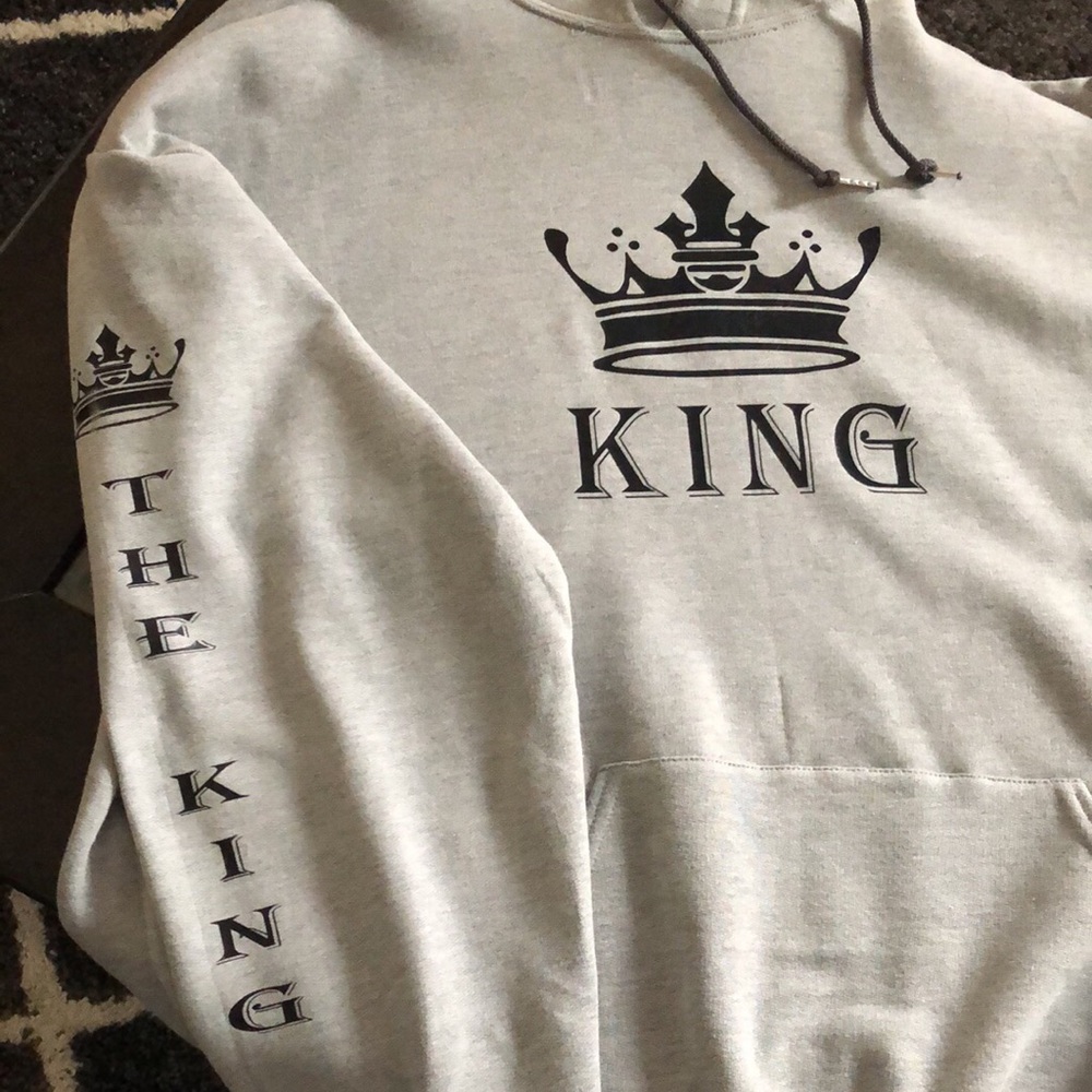 King and queen hoodie brand new grey sweater